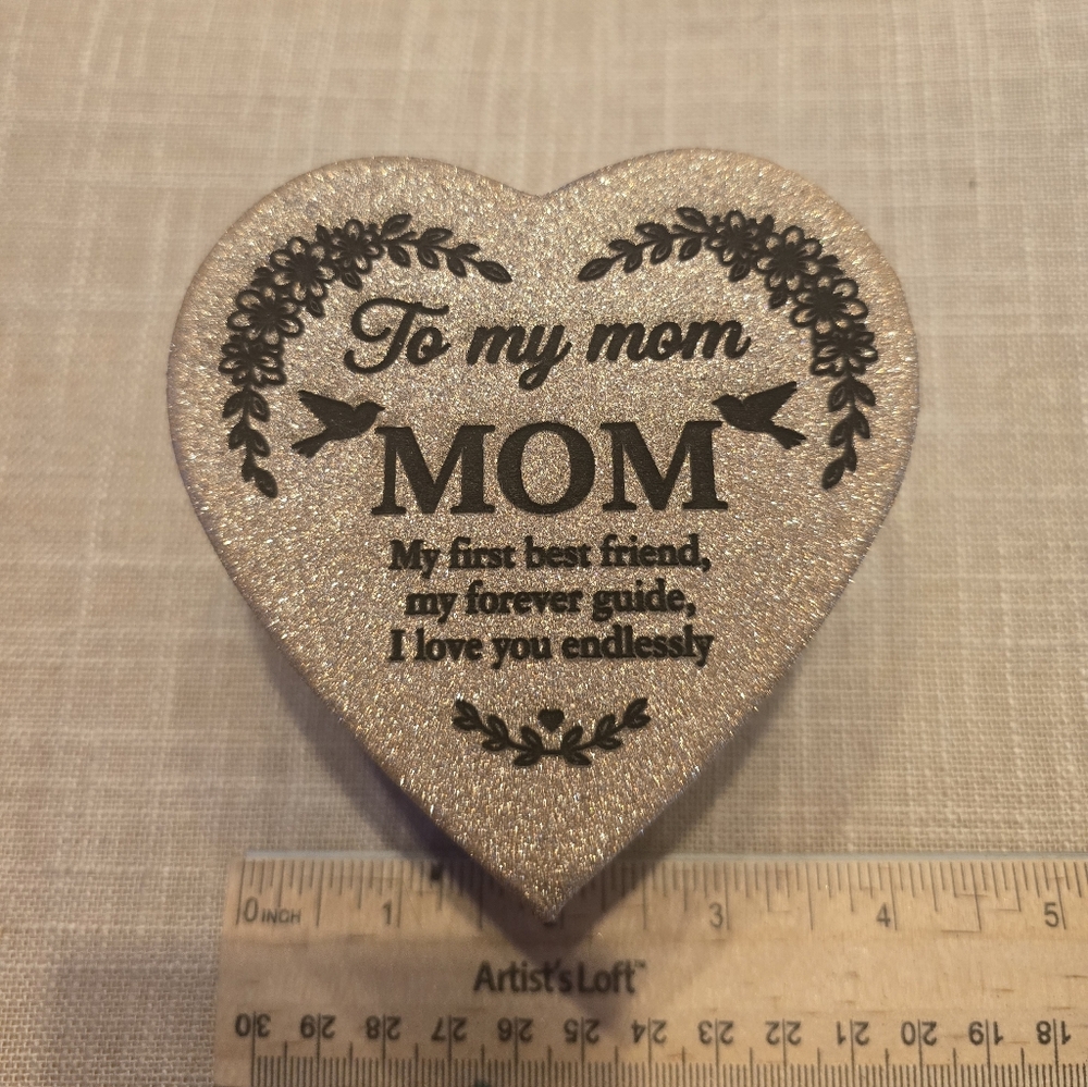 Mothers Day, Heart-Shaped Glitter Keepsake "To My Mom" 3x2